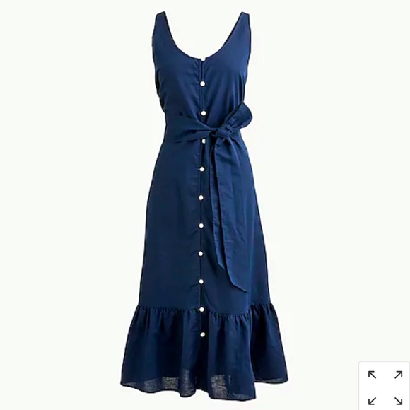 J. Crew Dresses & Skirts - J CREW Navy Cotton-linen button-front beach dress